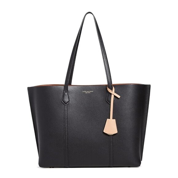 Tory Burch Perry Large Leather Tote – Black - Picture 1 of 8
